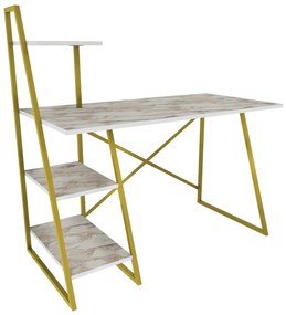 Secretária Admira – Branco/Dourado – 120x60x120 cm