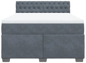 Cama com molas/colchão 140x200 cm veludo cinzento-escuro