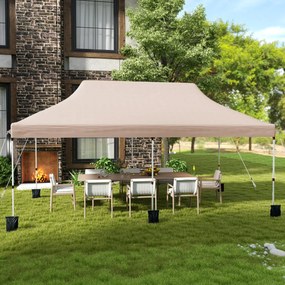 Tenda festas, eventos de 3 x 6 m com pesos e bolsa de transporte dobrável com altura ajustável de jardim bege