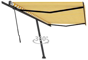 Toldo retrátil manual independente 500x300 cm amarelo e branco