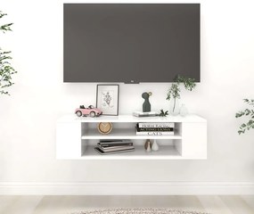 Armário TV suspenso 100x30x26,5 cm derivados de madeira branco