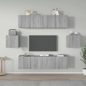 vidaXL Conjunto móveis de TV 6 pcs madeira processada sonoma cinza