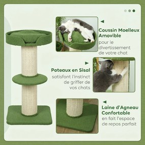 Árvore para Gatos com Arranhador, 45 x 45 x 91 cm, Postes Extragrossos, Verde