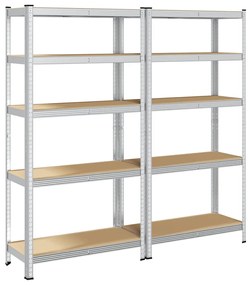 Prateleiras de armazenamento de 5 camadas 2 pcs aço prateado