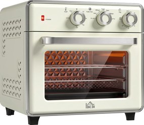HOMCOM Mini Forno Elétrico de Bancada com Convecção 20 L 1400 W, 7 Funções, 90-230 °C, Temporizador 60 Min, Creme | Aosom Portugal