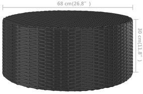 Mesa de centro 68x68x30 cm vime PE preto