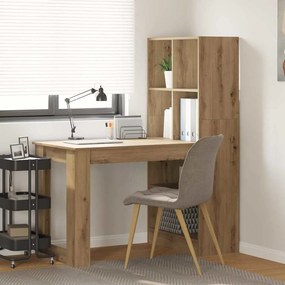vidaXL Mesa com prateleira com armazenamento carvalho artisiano 122 x 67 x 145 cm