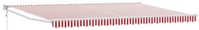 Toldo Retrátil Automático Listrado Vermelho e Branco 500x300 cm