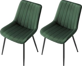 Conjunto 2 cadeiras de sala de jantar, cadeira de cozinha, pernas de aço verde-preto