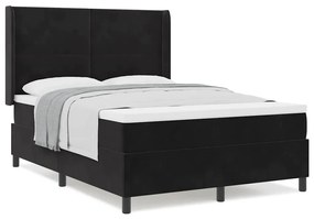 Cama Box Spring vidaXL com Colchão Preto 140x200 cm Veludo