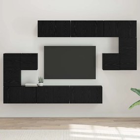 vidaXL Conjunto de móvel de TV com prateleira Montado na parede Outros com armazenamento com porta 10 pcs Carvalho preto