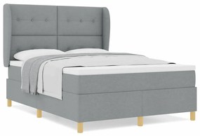 Cama Box Spring vidaXL com Colchão Cinza Claro 140x200 cm Tecido