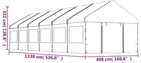 Gazebo com telhado 13,38x4,08x3,22 m polietileno branco
