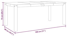 Mesa de jantar Panama 180x90x75 cm madeira pinho maciça branco
