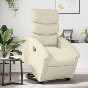 vidaXL Poltrona reclinável elevatória couro artificial cor creme