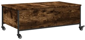Mesa de centro com rodas derivados de madeira carvalho fumado