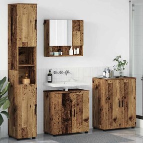 vidaXL Conjunto de Móveis para Banheiro com porta 4 pcs Madeira antiga