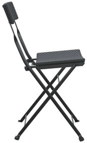 Cadeiras de bistrô dobráveis 8 pcs vime PE e aço preto