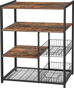 Armário de cozinha com cestos de rede Estilo industrial 80 x 35 x 95 cm Castanho Vintage