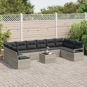Conjunto de Sofá de Jardim 11 Peças com Almofadas em Rattan Sintético