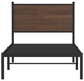 Estrutura de cama sem colchão 90x200 cm metal carvalho castanho