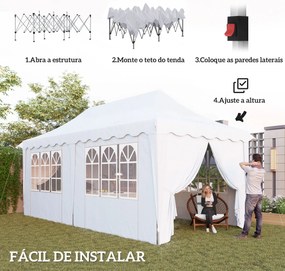 Tenda Dobrável Pop Up Tenda 596x300x315 cm Tenda Dobrável com 6 Parede