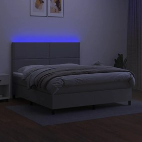 Cama box spring c/ colchão e LED 160x200 cm tecido cinza-claro