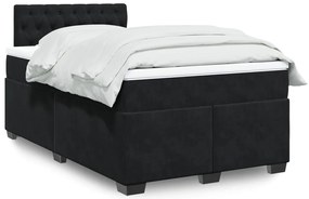 Cama boxspring com colchão 120x200 cm veludo preto