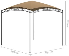 Gazebo 3x3x2,65 m 180 g/m² cinzento-acastanhado