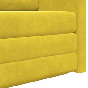 Sofá-Cama de Chão 2 em 1 Amarelo 124x204x61 cm Veludo