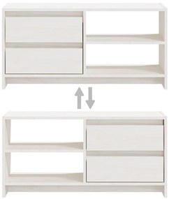 Móvel de TV 80x31x39 cm madeira de pinho maciça branco