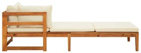 3 pcs conj. lounge de jardim c/ almofadões branco nata acácia