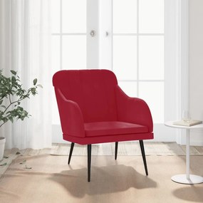 Cadeira com apoio de braços 63x76x80 cm veludo vermelho tinto