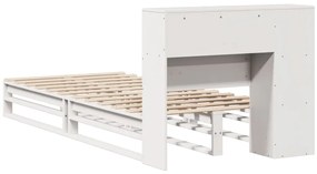 Cama com estante sem colchão 75x190 cm madeira maciça branco