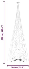 Árvore de Natal em cone 3000 luzes LED 230x800 cm azul