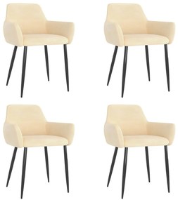 vidaXL Cadeiras de jantar 4 pcs veludo cor creme