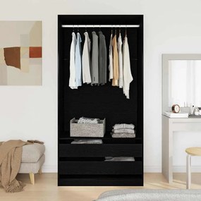 Armário de Carvalho Preto - 100 x 50 x 200 cm - Feito de Madeira Dupla