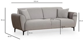 Sofá-Cama 3 Lugares Aren – Cinzento – 215x85x85 cm
