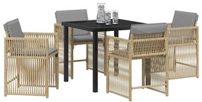 Conjunto de Jantar de Jardim com 5 Peças e Almofadas em Rattan Poliést