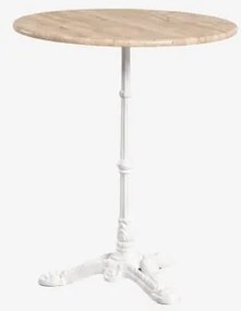 Mesa De Bar Redonda Ø60cm Em Pedra Natural Azteca Travertino - Branco Glacial - Sklum