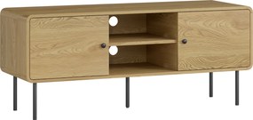 HOMCOM Móvel para Tv Móvel de Tv para Televisores Até 55" com 2 Portas 2 Compartimentos Abertos Pés em Aço 120x40x50cm Carvalho | Aosom Portugal
