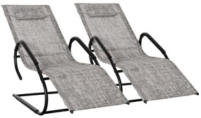 Outsunny Conjunto de 2 Espreguiçadeiras de Jardim Ergonómicas com Apoi