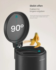 Caixote lixo Casa de banho 26 x 20,5 x 28 cm com 6 litros de capacidade e tampa com fecho suave para a casa de banho Preto