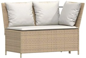 5 pcs conjunto de sofás p/ jardim com almofadões vime PE bege