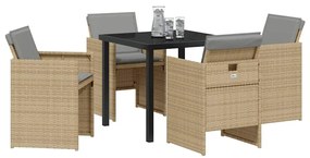 Jogo de Jantar de Jardim de 5 Peças com Almofadas Bege em Rattan Sinté
