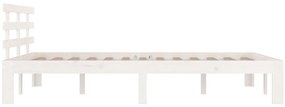 Estrutura de cama casal 135x190 cm madeira maciça branco