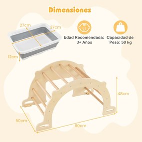 Estrutura multifuncional de escalada para crianças maiores de 3 anos 90 x 50 x 48 cm Natural