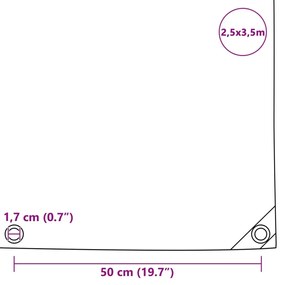 Lona 650 g/m² 2,5x3,5 m branco