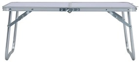 Mesa de campismo dobrável 60x40 cm alumínio branco