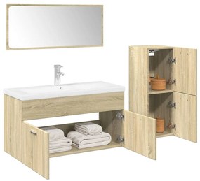vidaXL 4 pcs conj. móveis casa banho derivados madeira carvalho sonoma